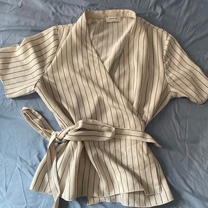Babaton size S striped short sleeve lightweight blouse